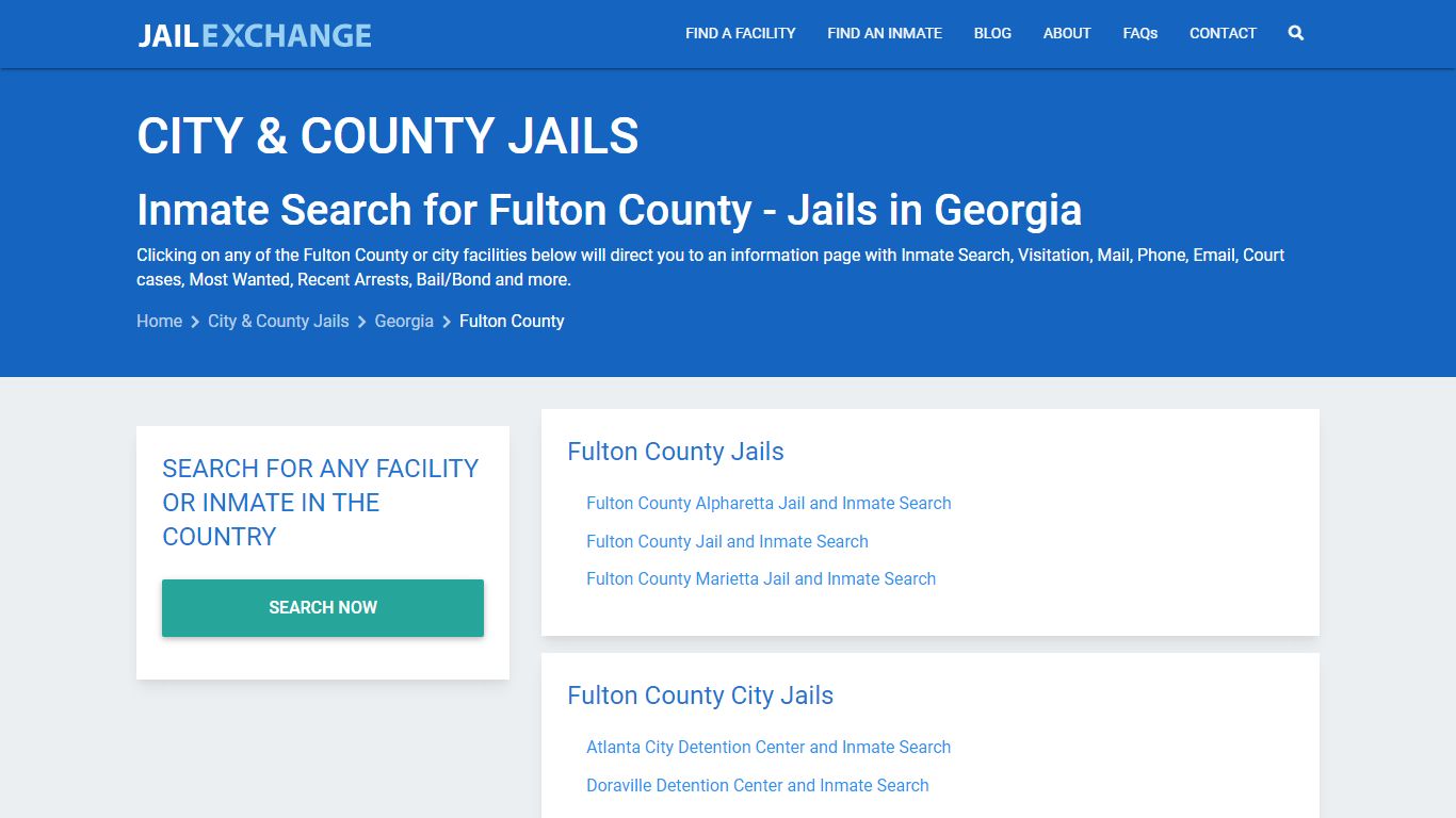 Inmate Search for Fulton County | Jails in Georgia - Jail Exchange